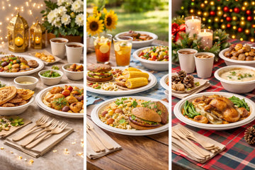 Seasonal disposable tableware used for Eid, summer and Christmas family meals at home