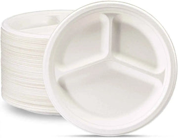 Biodegradables Plate 10 Inch 3 Portion 500 PCS