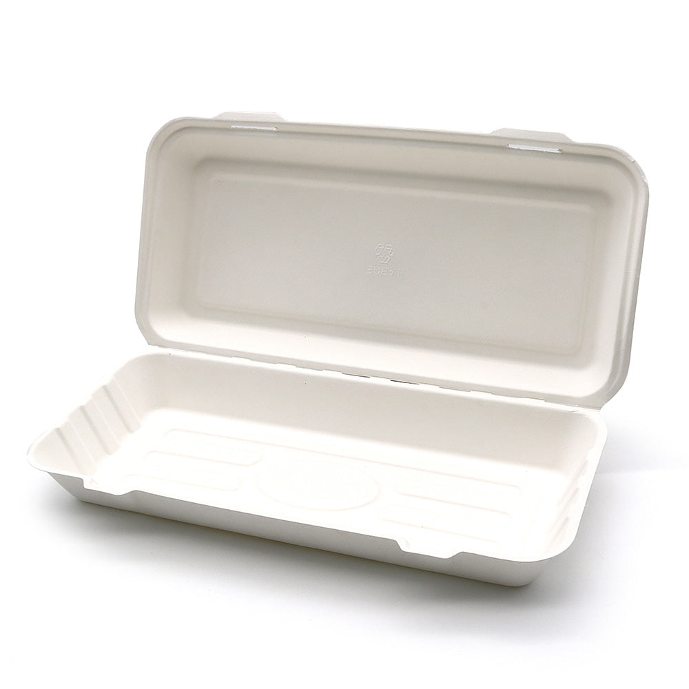 Biodegradable food container with a lid on a white background